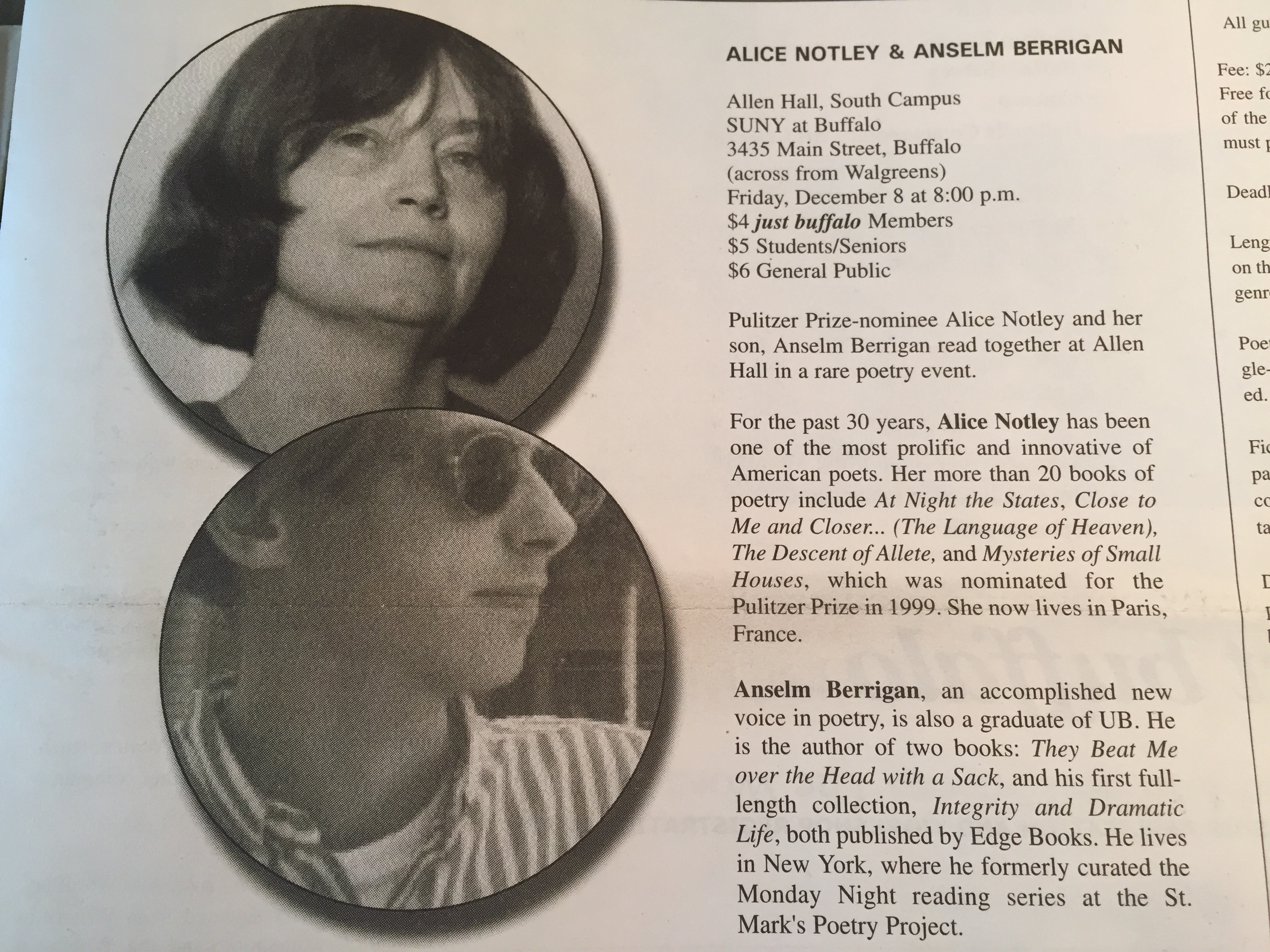 Alice Notley and Anselm Berrigan 