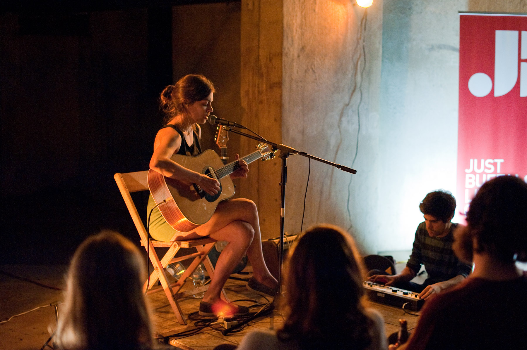 Julie Bryne performing at the Silo City Reading Series on August 29, 2015