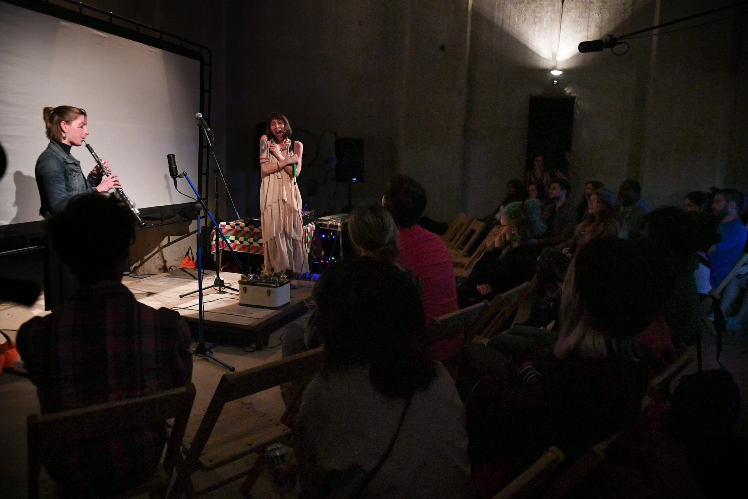 Cages performing at the Silo City Reading Series