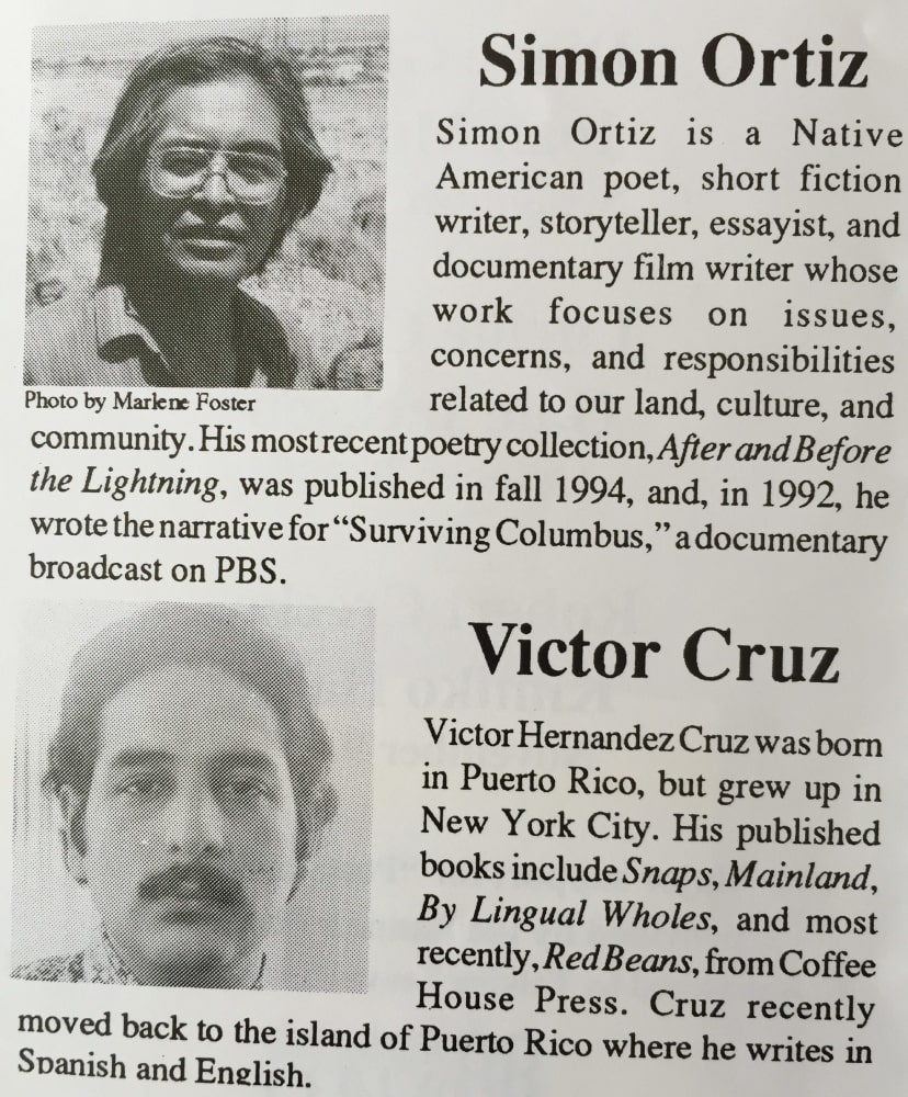 Simon Ortiz and Victor Cruz 1995 - History - Just Buffalo Literary Center - Buffalo NY