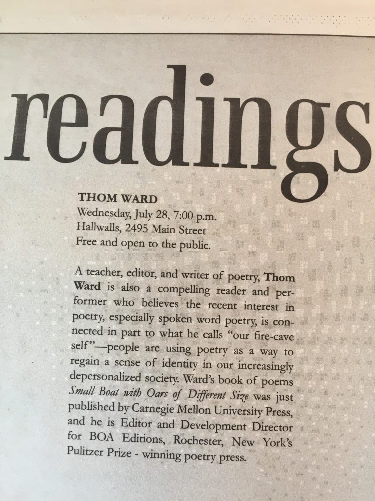 Thom Ward 1999 - History - Just Buffalo Literary Center - Buffalo NY