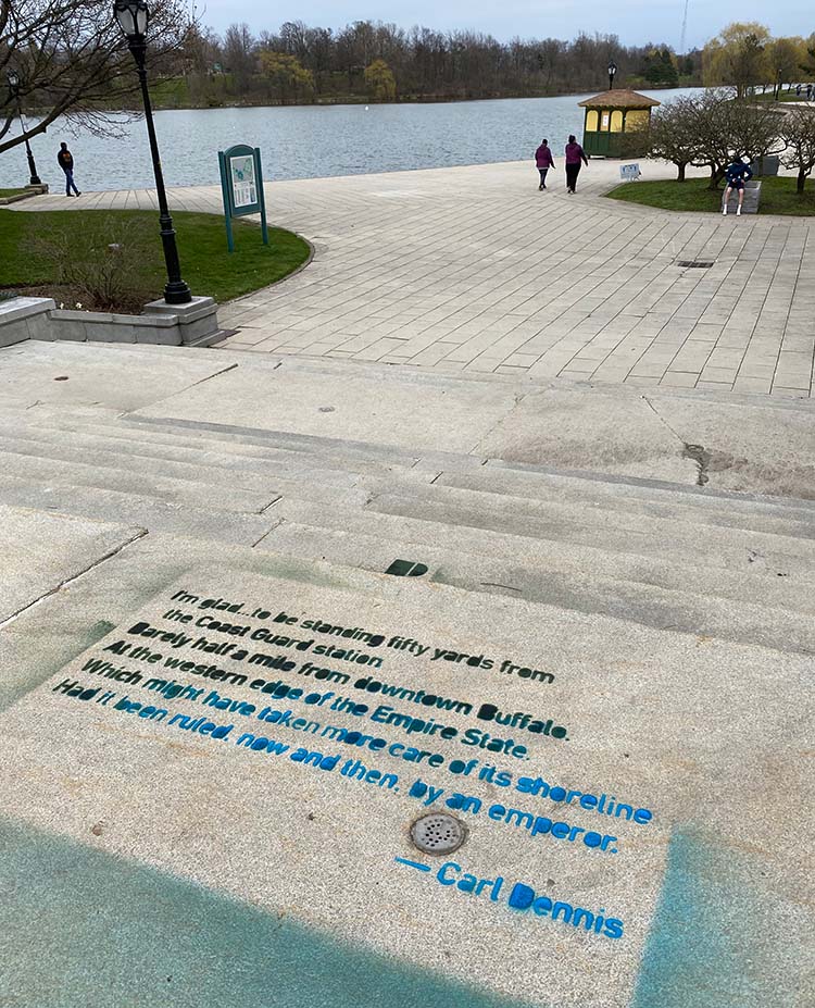 Carl Dennis sidewalk poem at Hoyt Lake