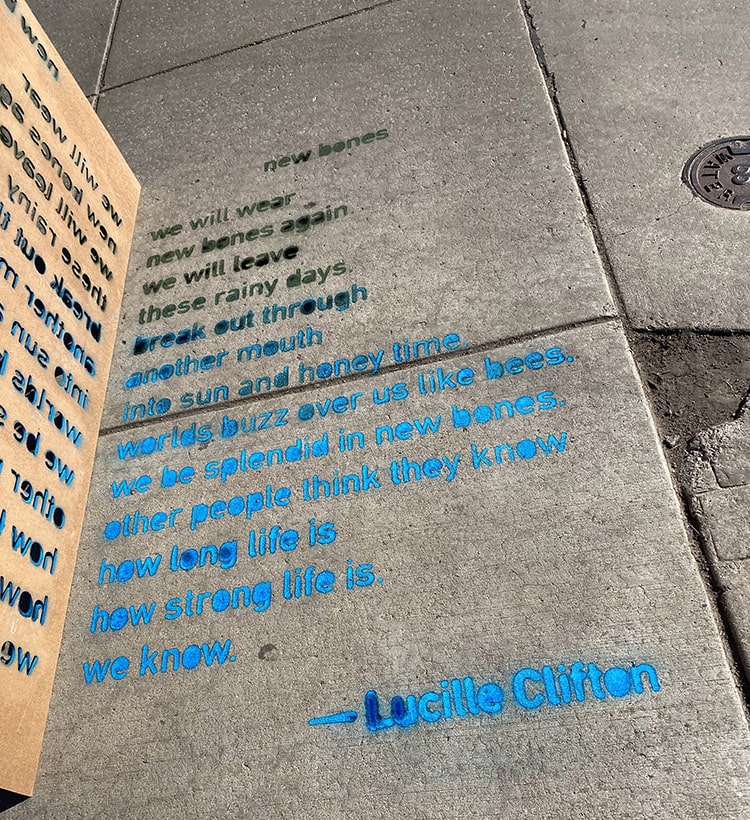 Lucille Clifton "new bones" sidewalk poem at the Lexington Co-Op 4