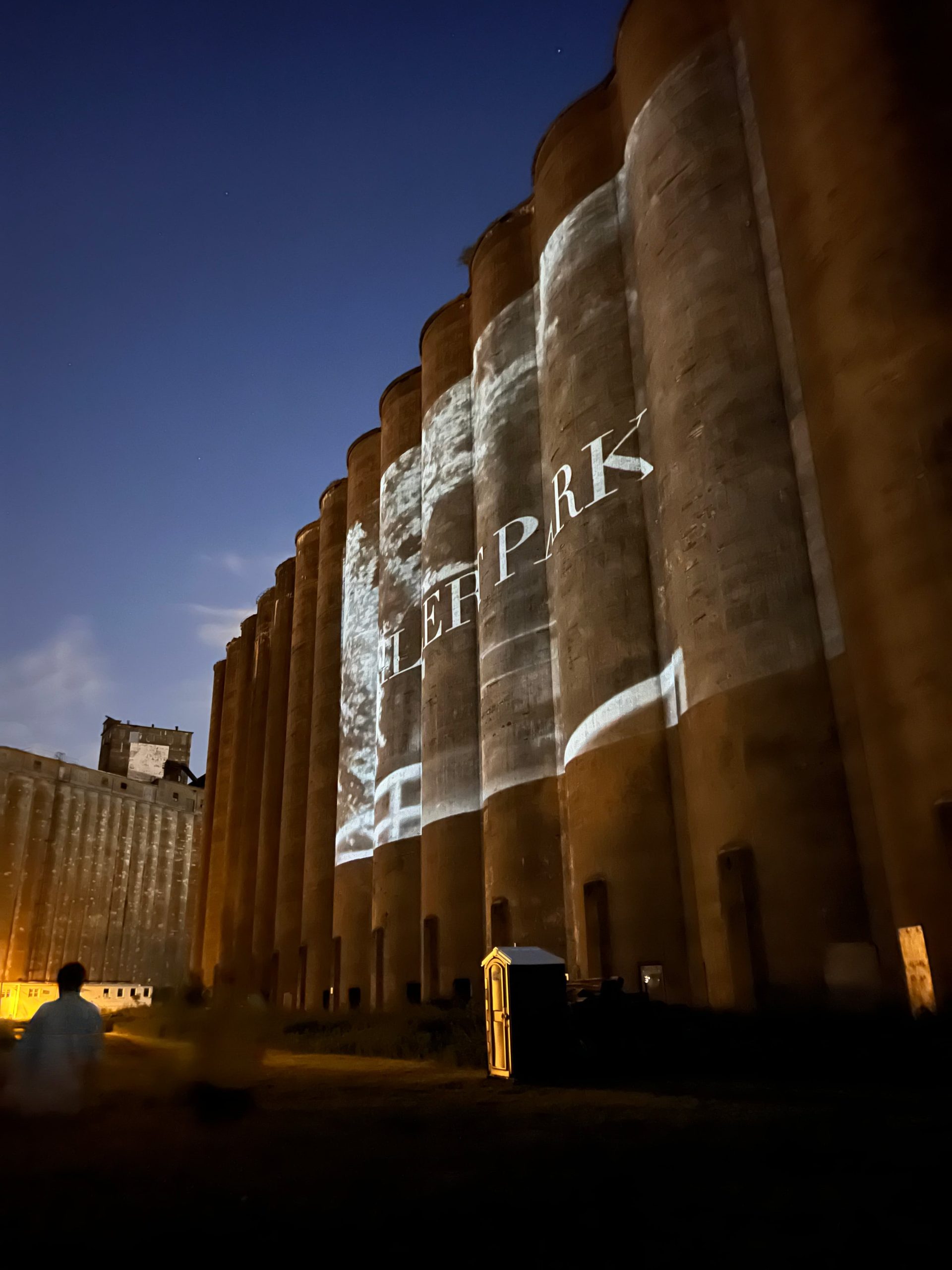 Pat Cray projections of Willert Park Silo City Reading June 11, 2022 photo by Matt Kenny
