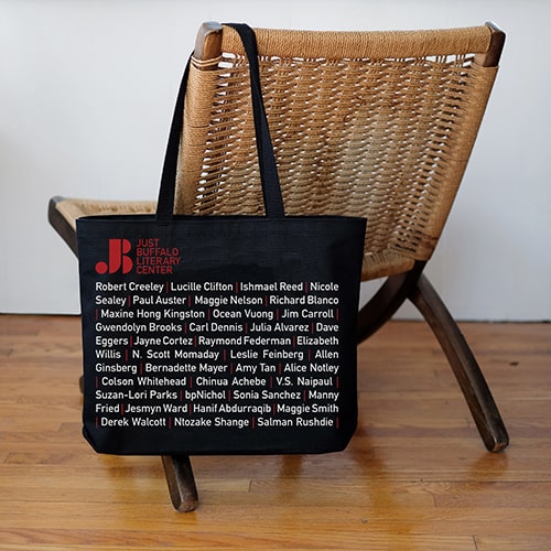 Just Buffalo Literary Center tote bag designed by Julian Montague