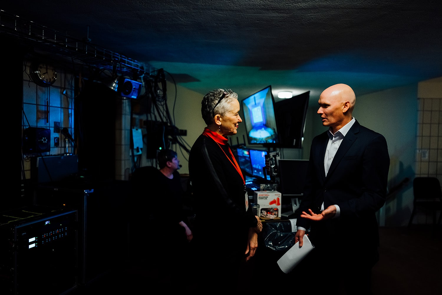 Laurie Dean Torrell & Anthony Doerr backstage at BABEL 033023 photo by Pat Cray