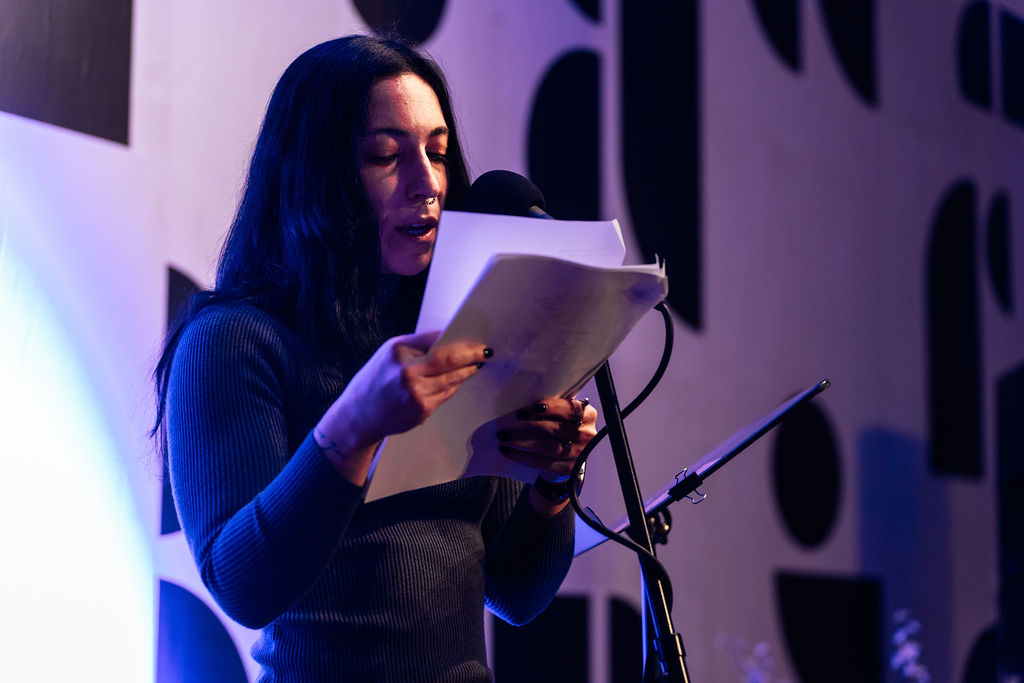 Julieanne Neely reading at Just Buffalo on 02.23.2024 photo by Pat Cray