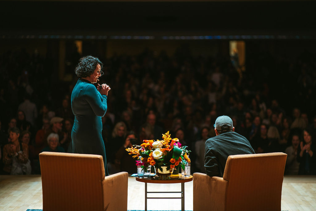 Barbara Cole + Tommy Orange on Kleinhans stage BABEL