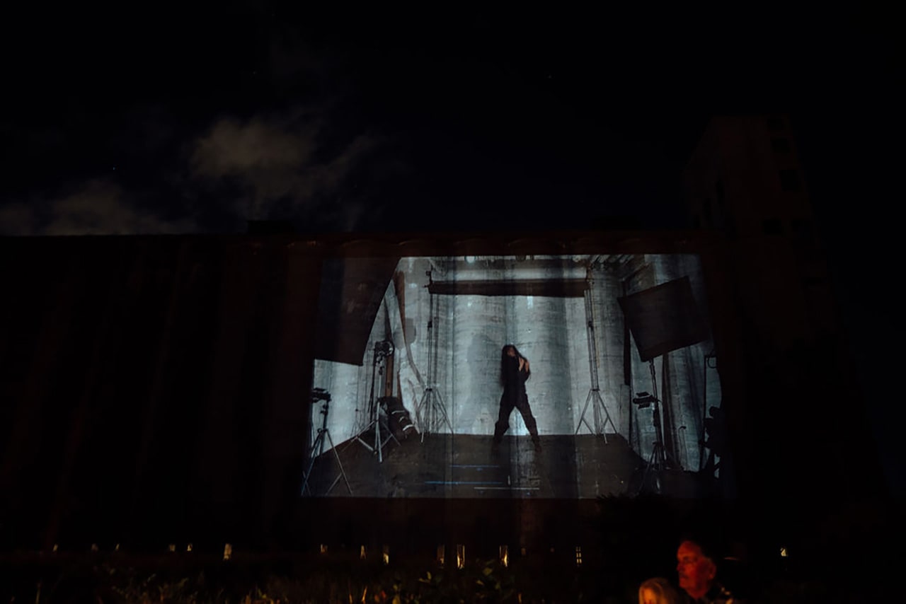 Nicole Chochrek dancing at the Silo City Reading Series photo credit Pat Cray