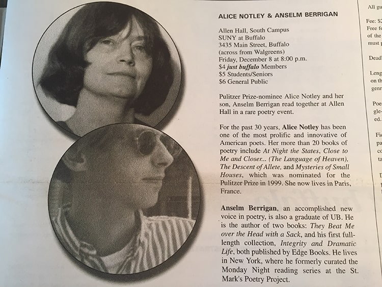 Alice Notley & Anselm Berrigan - Just Buffalo Literary Center