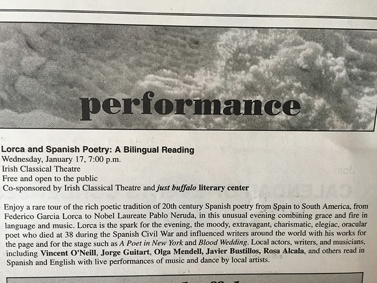 Lorca and Spanish Poetry: A Bilingual Reading - Just Buffalo Literary Center