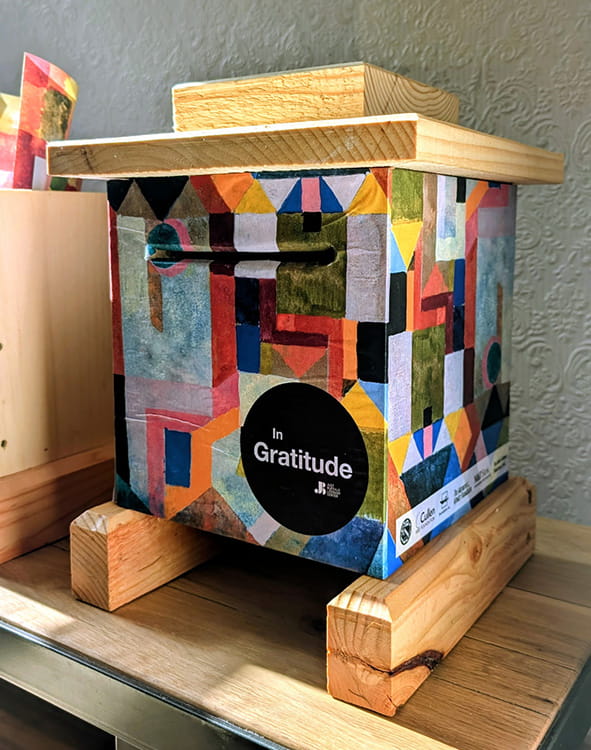 In Gratitude Box cubist design by Ariel Aberg-Riger