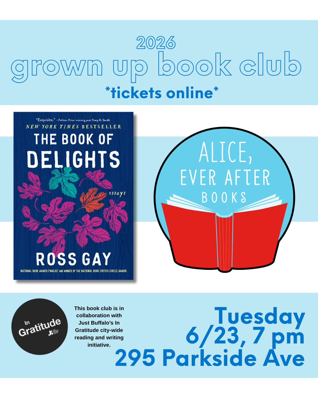 Grown Up Book Club at Alice Ever After on June 23, 2026
