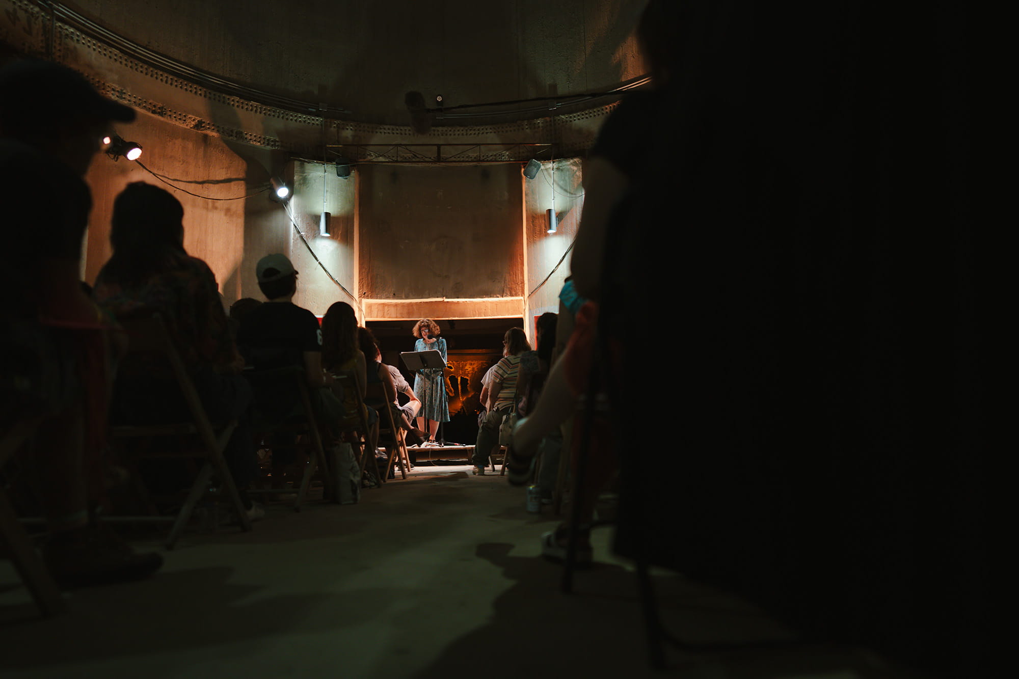 Mary Ruefle Silo City Reading Series center aisle // photo credit Pat Cray